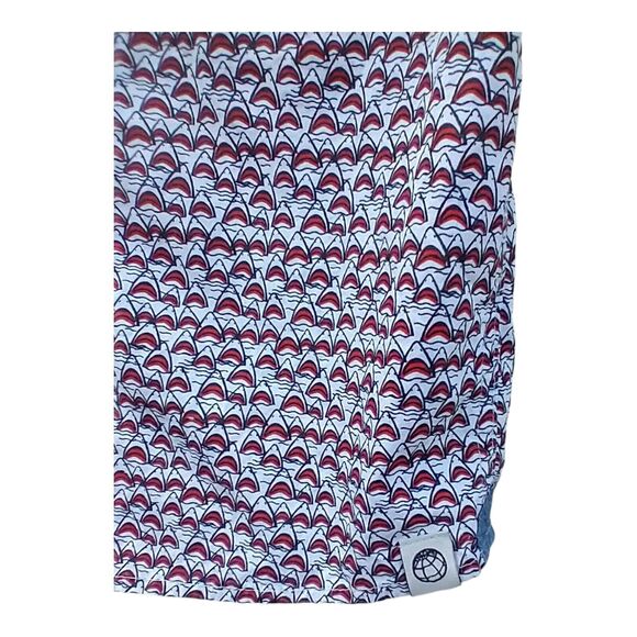 Boys Free Planet Shark Print Button Down Shirt Sz 6 White Palm Tree Short Sleeve - Picture 4 of 11